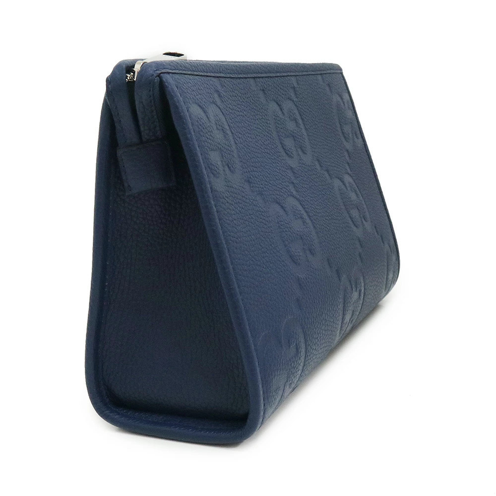 Gucci Jumbo GG Clutch Shoulder Clutch Bag Leather Blue - Picture 4 of 10